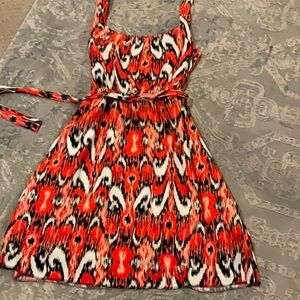 Vibrant Red and Black Patterned Dress